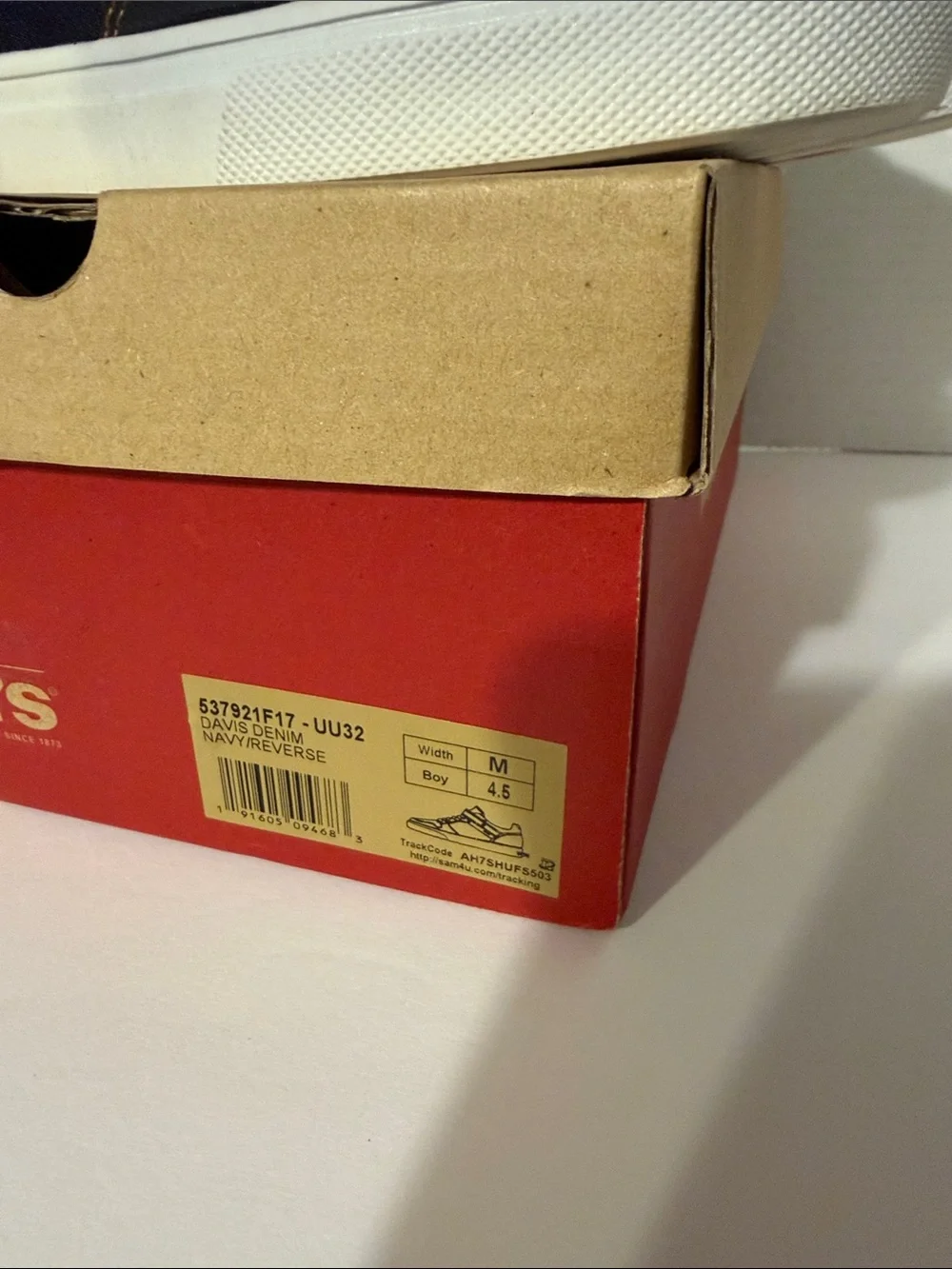Levi's Boys Navy and White Velcro Lace-Up Sneakers